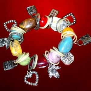 Gorgeous vintage natural Stone charm bracelet